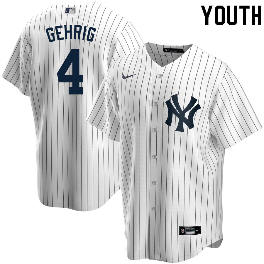 2020 Nike Youth #4 Lou Gehrig New York Yankees Baseball Jerseys Sale-White